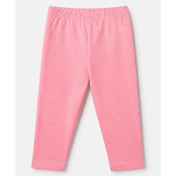 Babyhug Cotton Lycra Elastane Knit Slim Fit Full Length Solid Leggings Pack of 3 - Light Green, Pink & Cream