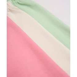 Babyhug Cotton Lycra Elastane Knit Slim Fit Full Length Solid Leggings Pack of 3 - Light Green, Pink & Cream