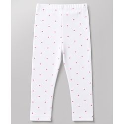 Babyhug Cotton Lycra Knit Full Length Floral & Polka Dots Printed Leggings Pack of 3 - Navy Blue Dark Pink & White