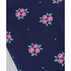 Babyhug Cotton Lycra Knit Full Length Floral & Polka Dots Printed Leggings Pack of 3 - Navy Blue Dark Pink & White