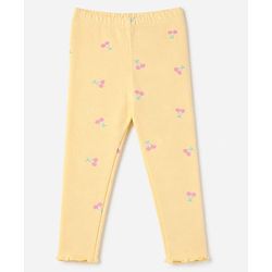 Babyhug Cotton Lycra Knit Full Length Leggings With Fruits Print - Pink, Orange & Green