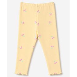 Babyhug Cotton Lycra Knit Full Length Leggings With Fruits Print - Pink, Orange & Green