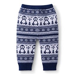 Babyhug Sweater Knit Full Length Woollen Pant With Floral Design - Navy Blue