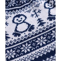 Babyhug Sweater Knit Full Length Woollen Pant With Floral Design - Navy Blue