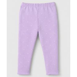Babyhug Cotton Elastane Lycra Knit Full Length Leggings With Polka Dot & Floral Print Pack of 3 - Beige, Purple & Pink