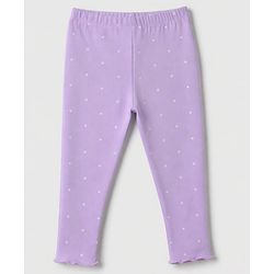 Babyhug Cotton Elastane Lycra Knit Full Length Leggings With Polka Dot & Floral Print Pack of 3 - Beige, Purple & Pink