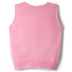 Babyhug Knit Front Open Sweater with Sleeveless in Pink