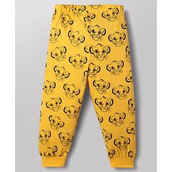 Babyhug Disney 100% Cotton Knit Full Sleeves T-Shirt & Pyjama Night Suit With Lion King Graphic - Yellow