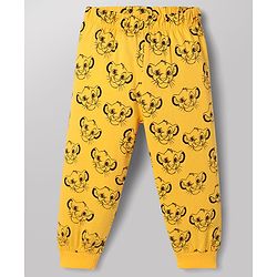 Babyhug Disney 100% Cotton Knit Full Sleeves T-Shirt & Pyjama Night Suit With Lion King Graphic - Yellow