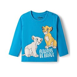 Babyhug Disney Single Jersey Knit Full Sleeves Co-Ords T-Shirt & Pyjama Night Suit with Lion King Print - Aqua Blue