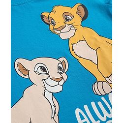 Babyhug Disney Single Jersey Knit Full Sleeves Co-Ords T-Shirt & Pyjama Night Suit with Lion King Print - Aqua Blue