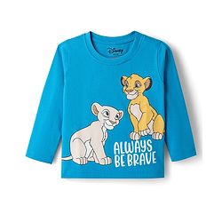 Babyhug Disney Single Jersey Knit Full Sleeves Co-Ords T-Shirt & Pyjama Night Suit with Lion King Print - Aqua Blue