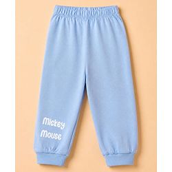 Babyhug Disney 100% Cotton Single Jersey Knit Full Sleeves T-Shirt & Pajama Night Suit with Mickey Mouse Graphic Print - White & Light Blue