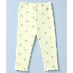 Babyhug Cotton Lycra Knit Full Length Leggings With Floral & Polka Dots Print Pack of 3 - Pink, White & Green