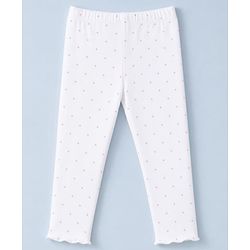 Babyhug Cotton Lycra Knit Full Length Leggings With Floral & Polka Dots Print Pack of 3 - Pink, White & Green
