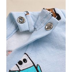 Babyhug Disney 100% Cotton Single Jersey Knit Full Sleeves Co-ord T-Shirt & Pajama Night Suit with Cars Graphic Print Pack of 2 - Light Blue & White