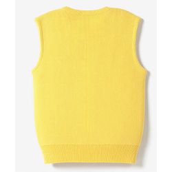 Babyhug Knit Sleeveless Front Open Sweater - Yellow