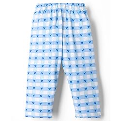 Babyhug Disney Single Jersey Knit Full Sleeves T-Shirt & Checks Pyjama Night Suit with Mickey Mouse Graphics - Light Blue