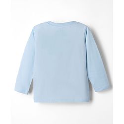Babyhug Disney Single Jersey Knit Full Sleeves T-Shirt & Checks Pyjama Night Suit with Mickey Mouse Graphics - Light Blue