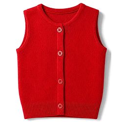 Babyhug Knit Sleeveless Solid Front Open Sweater - Red
