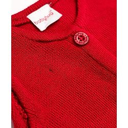 Babyhug Knit Sleeveless Solid Front Open Sweater - Red