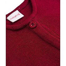 Babyhug Knit Sleeveless Front Open Sweater in Maroon