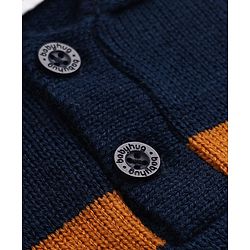 Babyhug Knit Full Sleeves Striped Sweater Set - Navy Blue