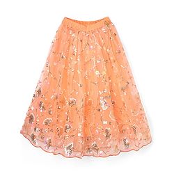 Babyhug Net Woven Sleeveless Chanderi Lehenga Choli and Dupatta Set With  Floral Embroidery & Sequin Detailing - Peach