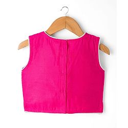 Babyhug Net Woven Sleeveless Chanderi Embroidered Lehenga Choli & Dupatta Set - Fuchsia