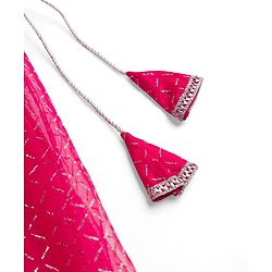 Babyhug Net Woven Sleeveless Chanderi Embroidered Lehenga Choli & Dupatta Set - Fuchsia