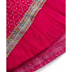Babyhug Net Woven Sleeveless Chanderi Embroidered Lehenga Choli & Dupatta Set - Fuchsia