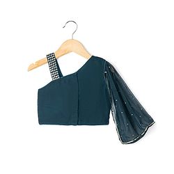 Babyhug Georgette Woven Sleeveless Sequinned & Embroidered Lehenga Choli and Dupatta Set - Teal Blue