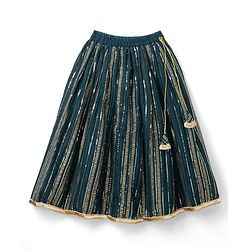 Babyhug Georgette Woven Sleeveless Sequinned & Embroidered Lehenga Choli and Dupatta Set - Teal Blue