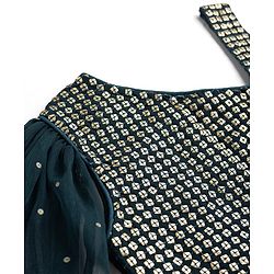 Babyhug Georgette Woven Sleeveless Sequinned & Embroidered Lehenga Choli and Dupatta Set - Teal Blue