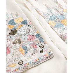Babyhug Woven Full Sleeves Kurta Pyjama Set and Floral Embroidered Jacket With Sequin Detailing - Offwhite