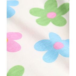 Babyhug Cotton Lycra Elastane Knit Slim Fit Full Length Solid Leggings with Floral Print Pack of 3 - White, Lilac & Light Blue