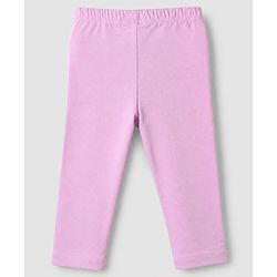 Babyhug Cotton Lycra Elastane Knit Slim Fit Full Length Solid Leggings with Floral Print Pack of 3 - White, Lilac & Light Blue