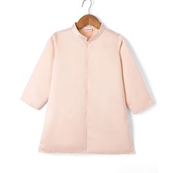 Babyhug Woven Solid Kurta Pyjama Set With Floral Sequin Embroidered Jacket - Peach