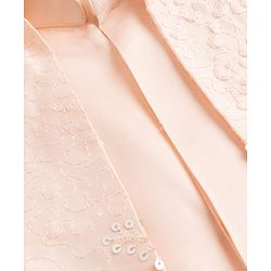 Babyhug Woven Solid Kurta Pyjama Set With Floral Sequin Embroidered Jacket - Peach