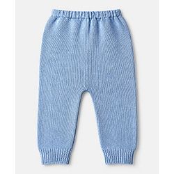 Babyhug Knit Full Sleeves Sweater Set with Stripes & Boat Design - Light Blue