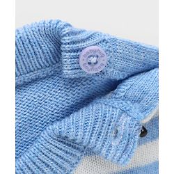 Babyhug Knit Full Sleeves Sweater Set with Stripes & Boat Design - Light Blue