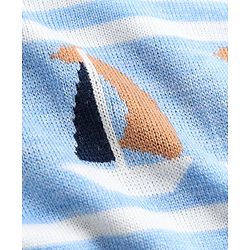 Babyhug Knit Full Sleeves Sweater Set with Stripes & Boat Design - Light Blue