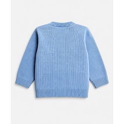 Babyhug Knit Full Sleeves Sweater Set with Stripes & Boat Design - Light Blue
