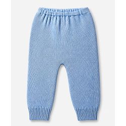 Babyhug Knit Full Sleeves Sweater Set with Stripes & Boat Design - Light Blue