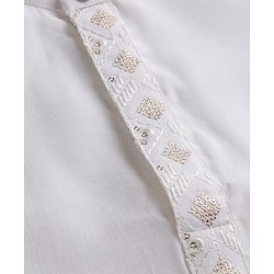 Babyhug Woven Full Sleeves Solid Kurta & Pyjama Set With Floral Sequinned & Embroidered Jacket - White