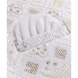 Babyhug Woven Full Sleeves Solid Kurta & Pyjama Set With Floral Sequinned & Embroidered Jacket - White