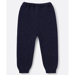Babyhug Knit Full Length Fleece and Woollen Bottomwear - Navy Blue