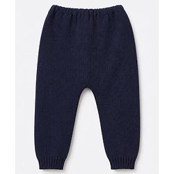 Babyhug Knit Full Length Fleece and Woollen Bottomwear - Navy Blue