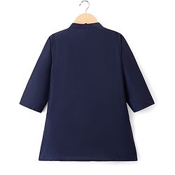 Babyhug Woven Full Sleeves Solid Colour Kurta Dhoti  Set with Sequinned &  Embroidered Jacket - Navy