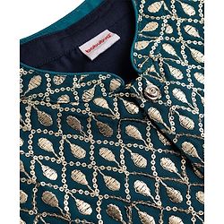 Babyhug Woven Full Sleeves Solid Colour Kurta Dhoti  Set with Sequinned &  Embroidered Jacket - Navy